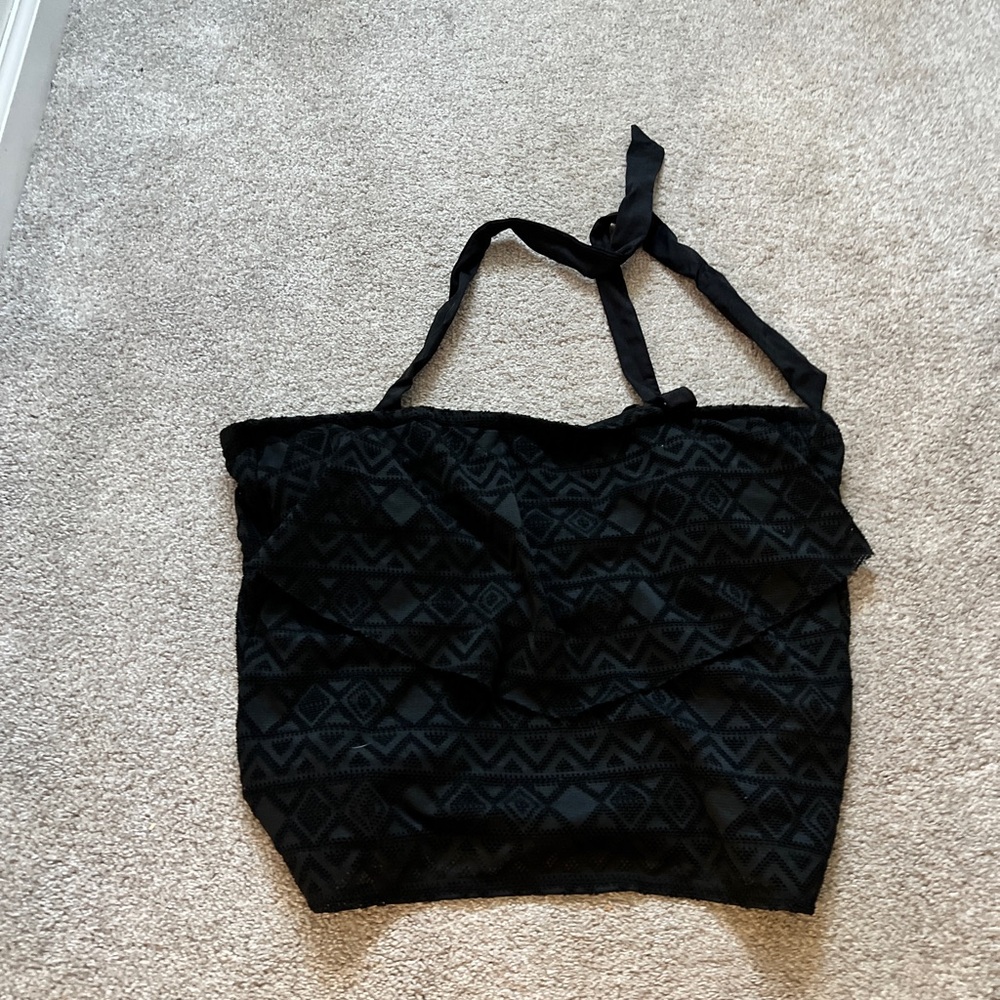 Nursing Queen Black Patterned Bandeau Bikini Top
